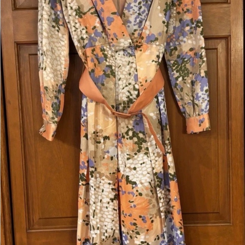 Vintage The Eva Gabor Look By Estevez 1970s Floral Dress Size 14
